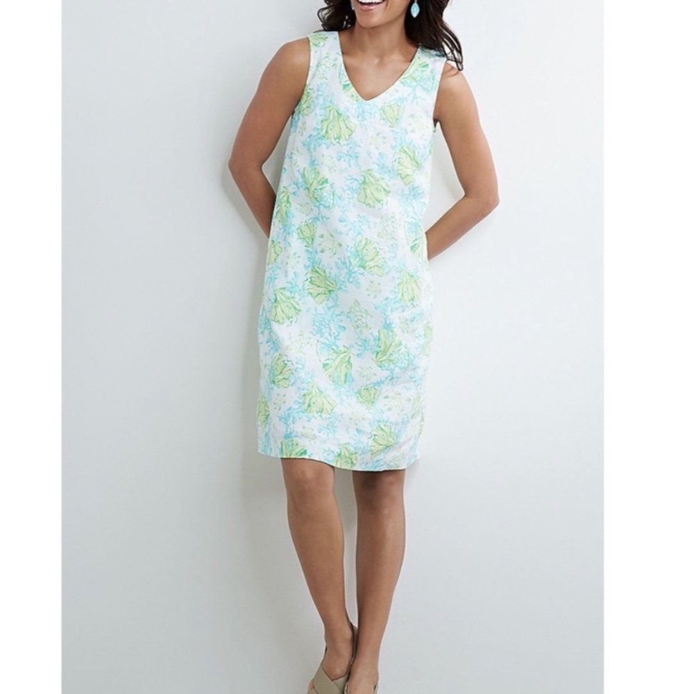 J Jill Linen Seaside Beachy Sleeveless Shift Dress Size SP